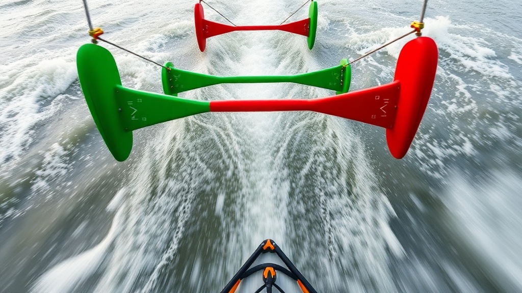 급류 코스에 빨간색과 초록색 게이트가 설치된 슬라롬 경기 코스 전경